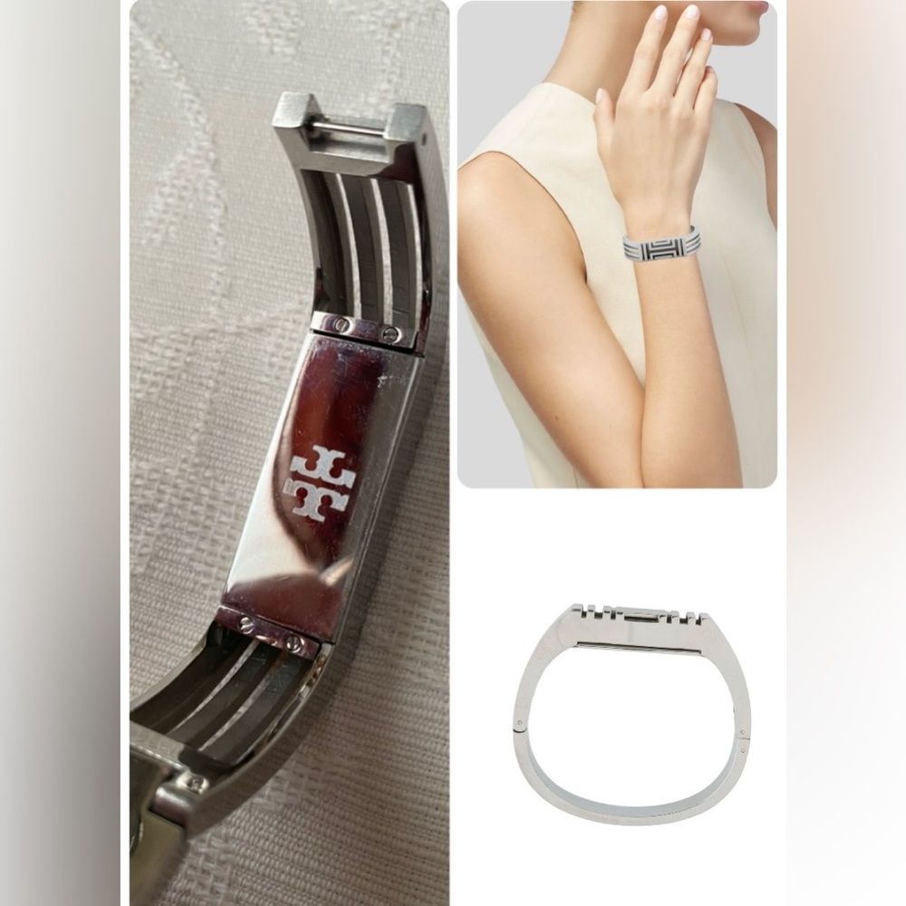 Tory Burch Fitbit Flex Metal Silver hinged women bracelet